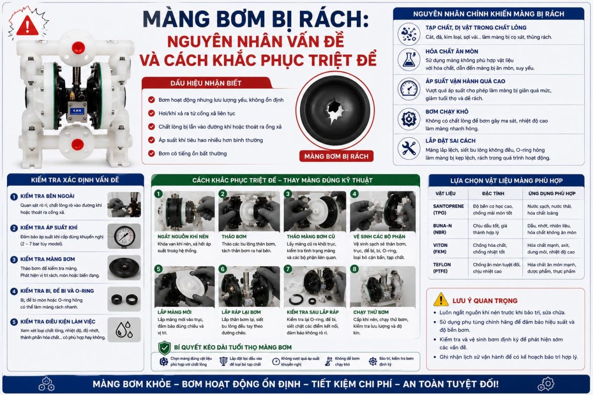 Màng Bơm Bị Rách: Nguyên Nhân Vấn Đề Và Cách Khắc Phục Triệt Để