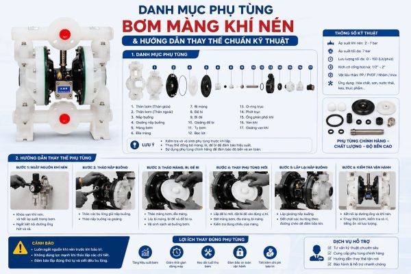 Danh Mục Phụ Tùng Bơm Màng Khí Nén & Hướng Dẫn Thay Thế Chuẩn Kỹ Thuật
