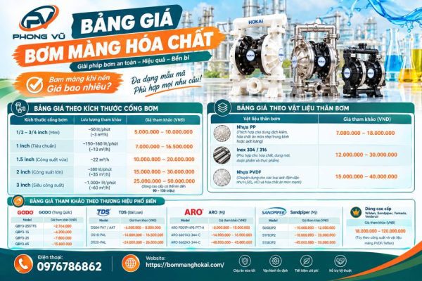 Bảng giá bơm màng hoá chất