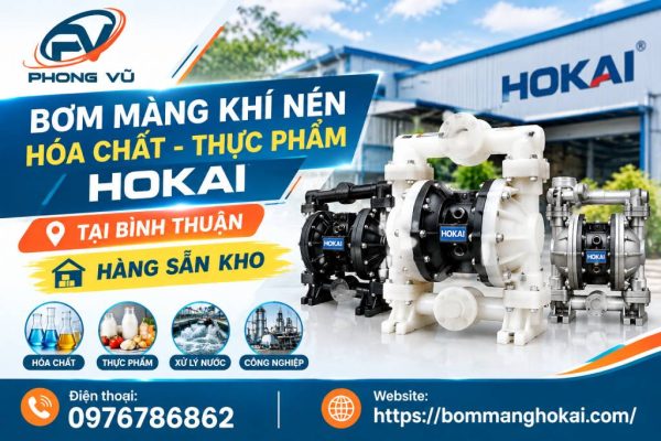 Bơm màng khí nén hóa chất thực phẩm Hokai tại Bình Thuận