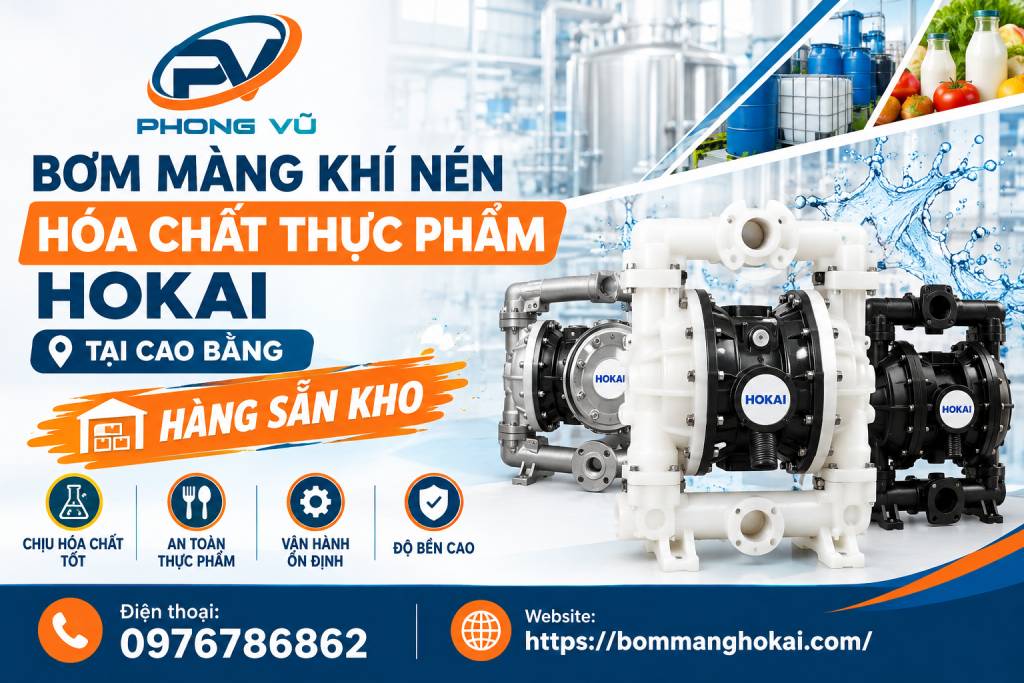 Bơm màng khí nén hóa chất thực phẩm Hokai tại Cao Bằng