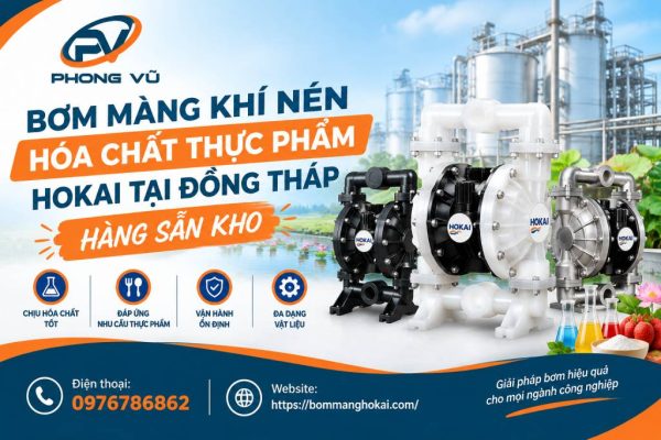 Bơm màng khí nén hóa chất thực phẩm Hokai tại Đồng Tháp