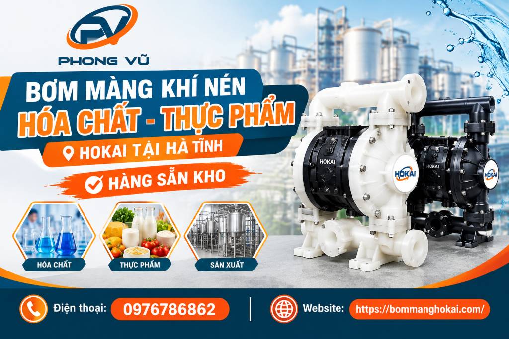 Bơm màng khí nén hóa chất thực phẩm Hokai tại Hà Tĩnh