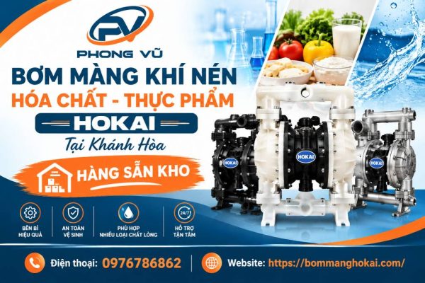 Bơm màng khí nén hóa chất thực phẩm Hokai tại Khánh Hòa