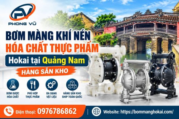 Bơm màng khí nén hóa chất thực phẩm Hokai tại Quảng Nam
