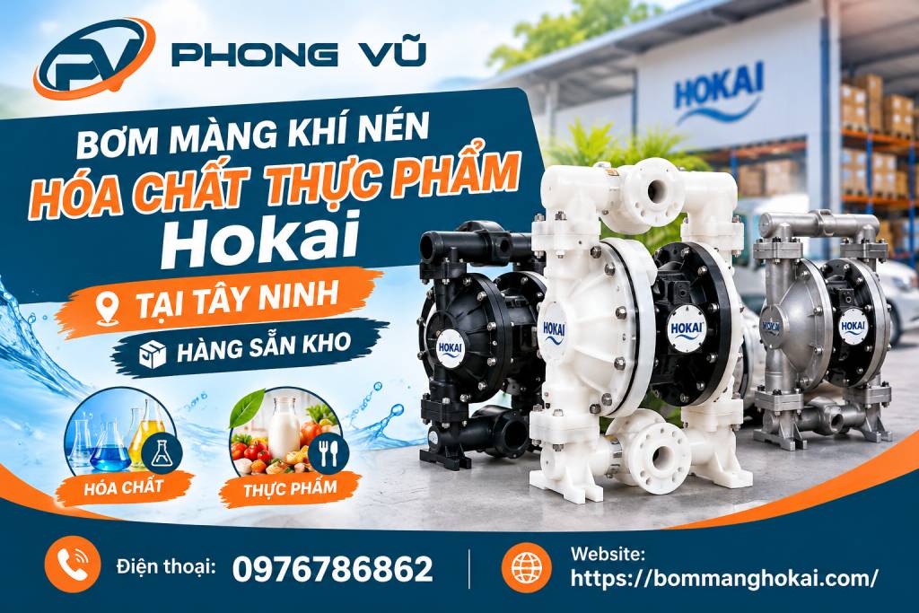 Bơm màng khí nén hóa chất thực phẩm Hokai tại Tây Ninh
