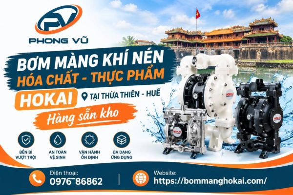 Bơm màng khí nén hóa chất thực phẩm Hokai tại Thừa Thiên - Huế