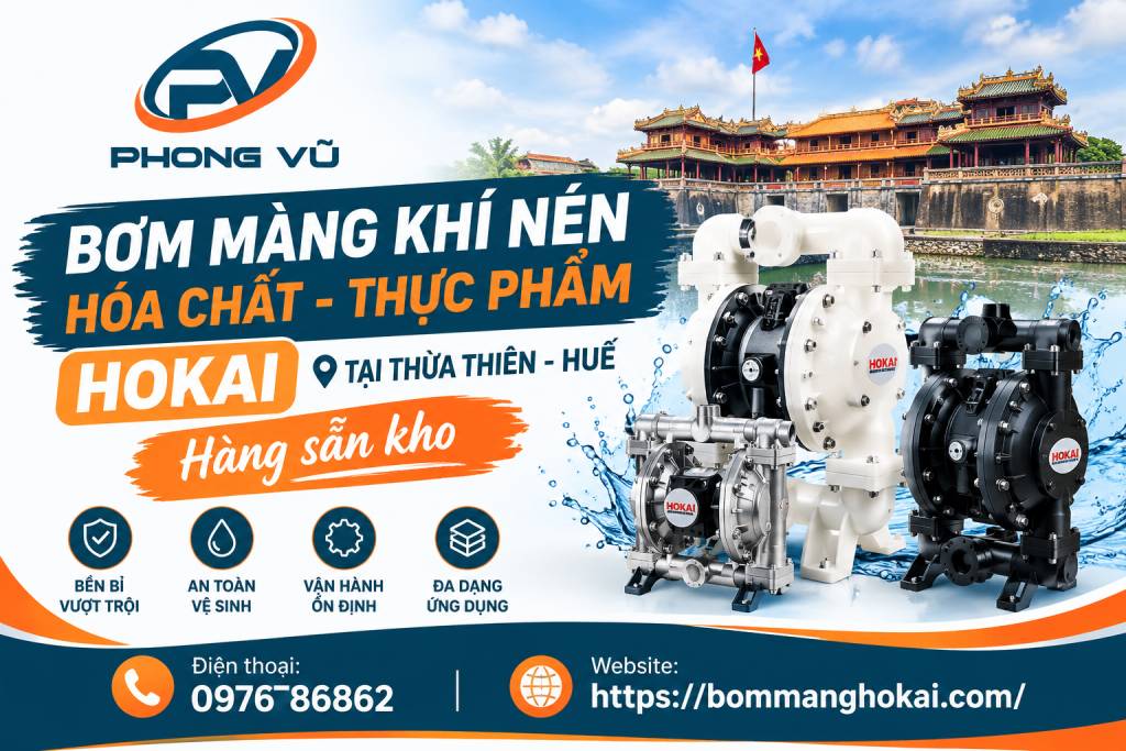 Bơm màng khí nén hóa chất thực phẩm Hokai tại Thừa Thiên - Huế