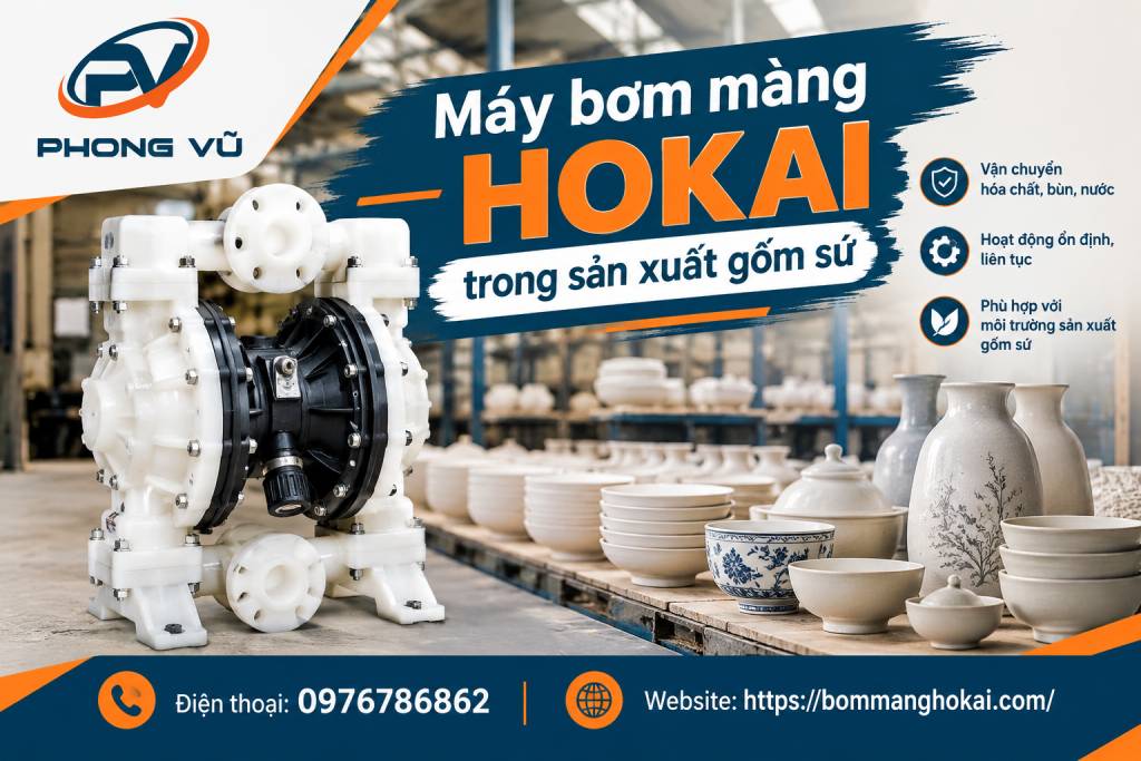 Máy bơm màng HOKAI trong sản xuất gốm sứ